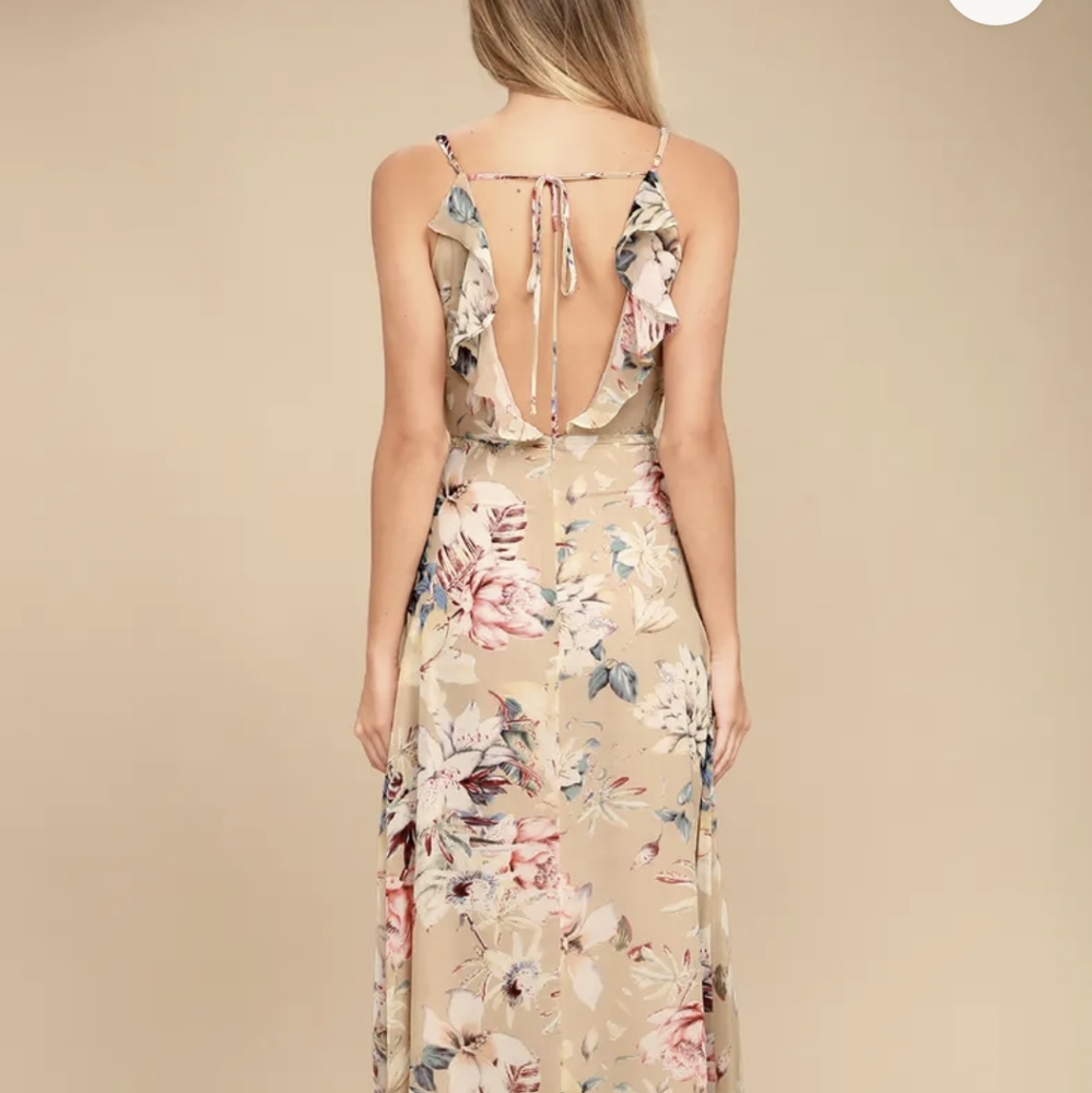 Lulu's Something Just Like This Beige Floral Maxi